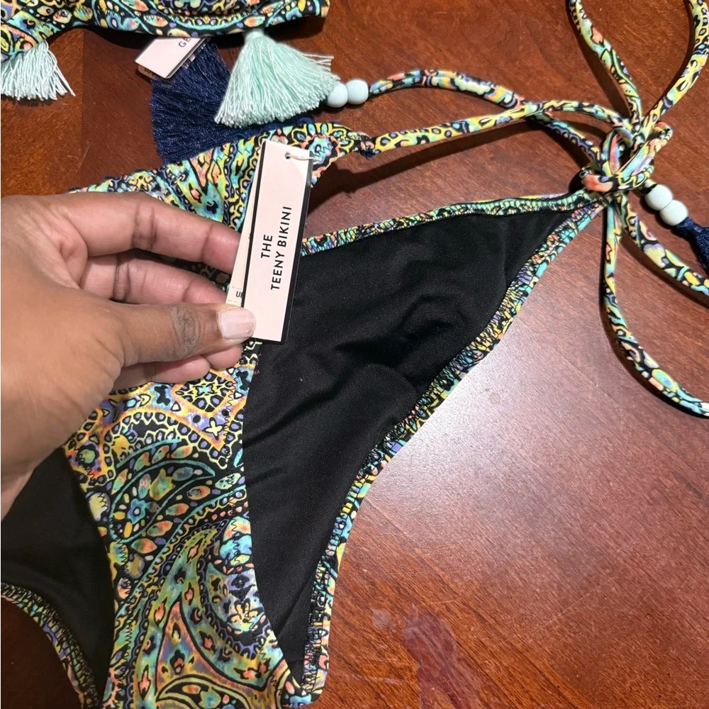 Victoria's Secret Paisley Print Bikini - Blue, Yellow, Green